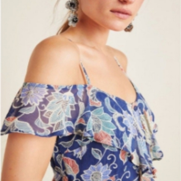 Anthropologie Maeve Mariposa Blouse Top Size 8 Multicolor Open Shoulder … - Picture 3 of 11